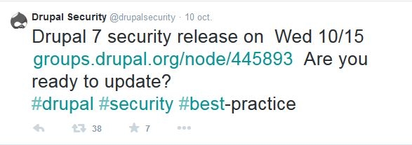 Tweet de la security team du 10/10/2014