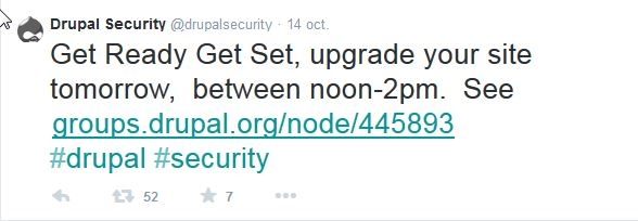 Tweet de la security team du 14/10/2014