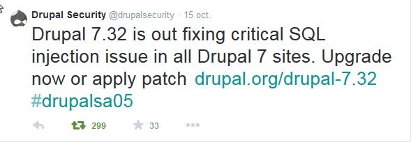 Tweet de la security team du 15/10/2014